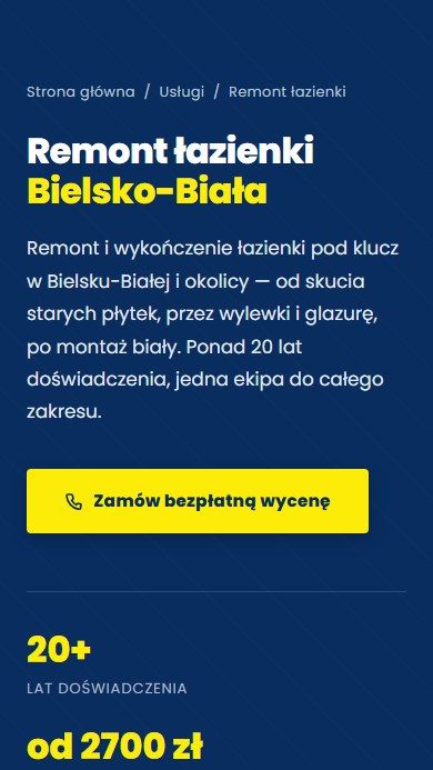 Nowa podstrona „Remont łazienki” — komputer i telefon